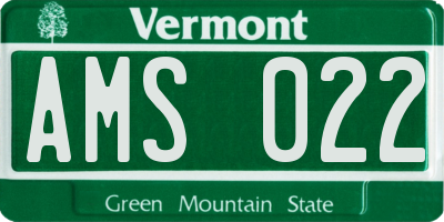 VT license plate AMS022