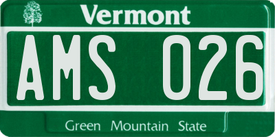 VT license plate AMS026