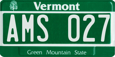 VT license plate AMS027