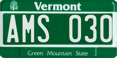 VT license plate AMS030