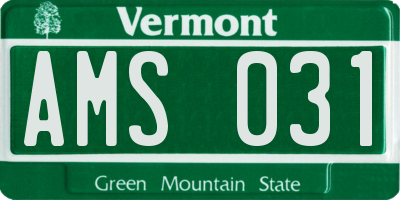 VT license plate AMS031