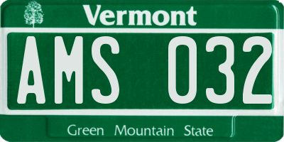 VT license plate AMS032