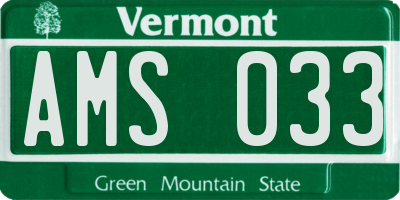 VT license plate AMS033