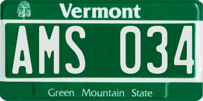 VT license plate AMS034