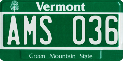 VT license plate AMS036
