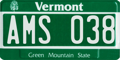 VT license plate AMS038