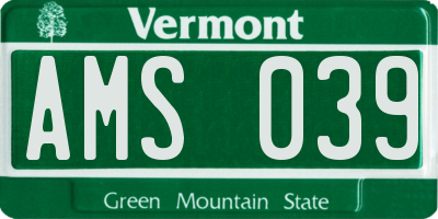 VT license plate AMS039