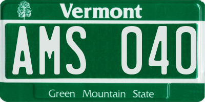 VT license plate AMS040