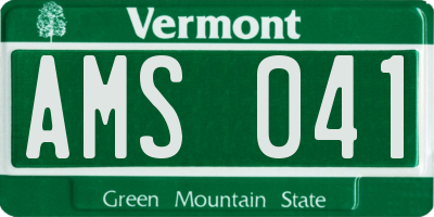 VT license plate AMS041