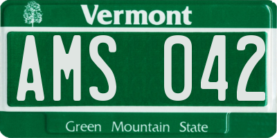 VT license plate AMS042