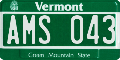 VT license plate AMS043