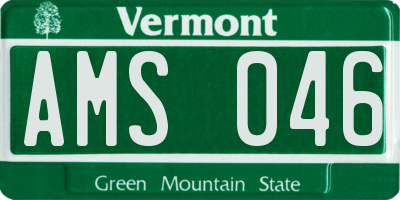 VT license plate AMS046