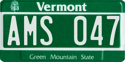 VT license plate AMS047