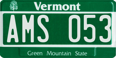 VT license plate AMS053