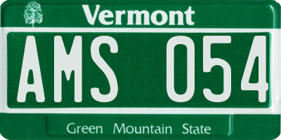 VT license plate AMS054