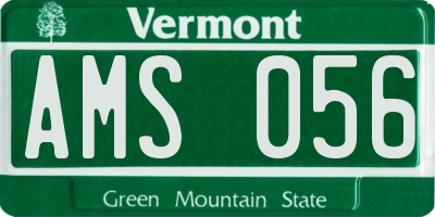 VT license plate AMS056