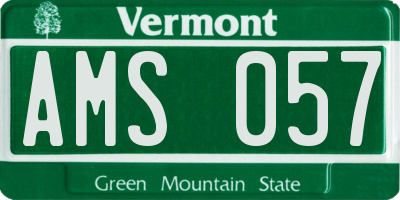 VT license plate AMS057