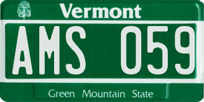 VT license plate AMS059