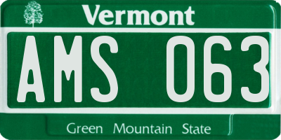 VT license plate AMS063