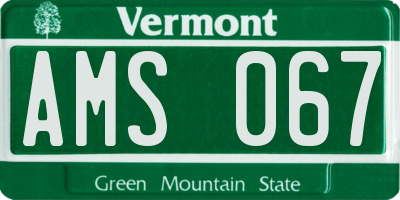 VT license plate AMS067