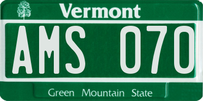 VT license plate AMS070