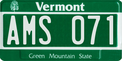 VT license plate AMS071