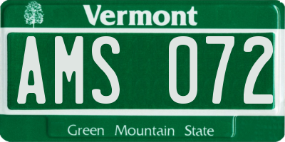 VT license plate AMS072