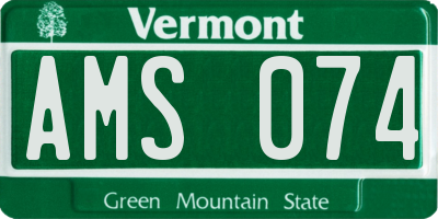 VT license plate AMS074