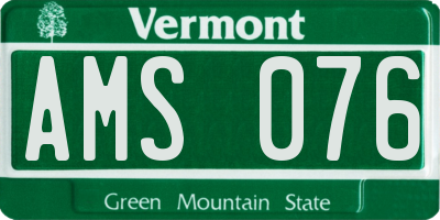 VT license plate AMS076