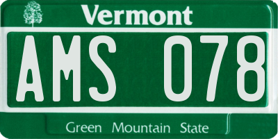 VT license plate AMS078
