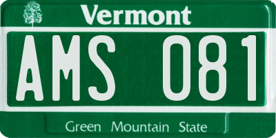 VT license plate AMS081