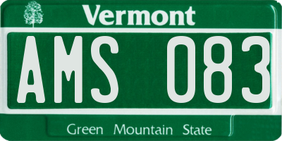 VT license plate AMS083