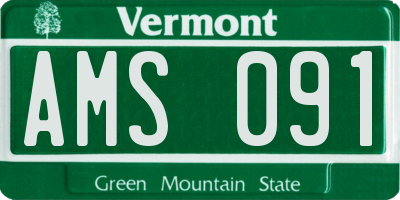 VT license plate AMS091
