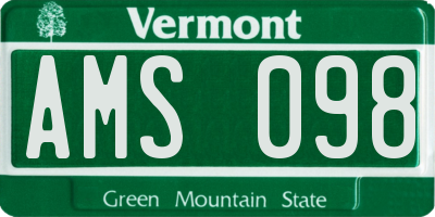 VT license plate AMS098