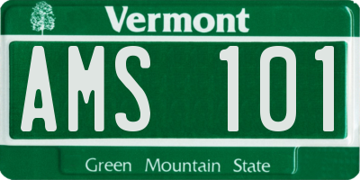 VT license plate AMS101