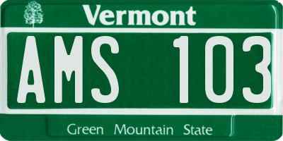 VT license plate AMS103