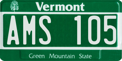 VT license plate AMS105