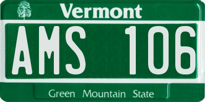 VT license plate AMS106