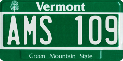 VT license plate AMS109