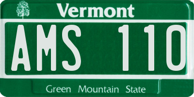 VT license plate AMS110