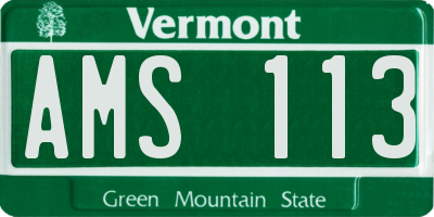 VT license plate AMS113