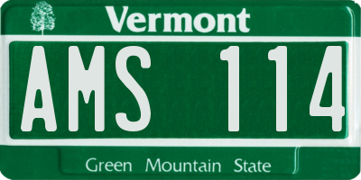VT license plate AMS114