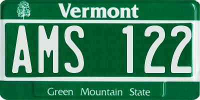 VT license plate AMS122