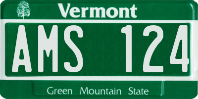 VT license plate AMS124