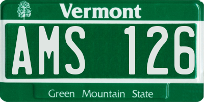 VT license plate AMS126
