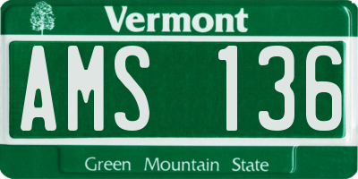 VT license plate AMS136