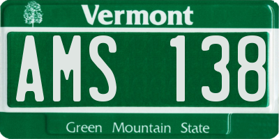 VT license plate AMS138