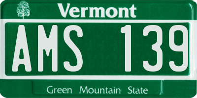 VT license plate AMS139