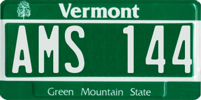 VT license plate AMS144