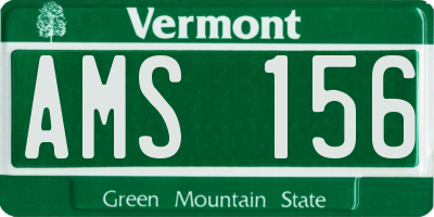 VT license plate AMS156